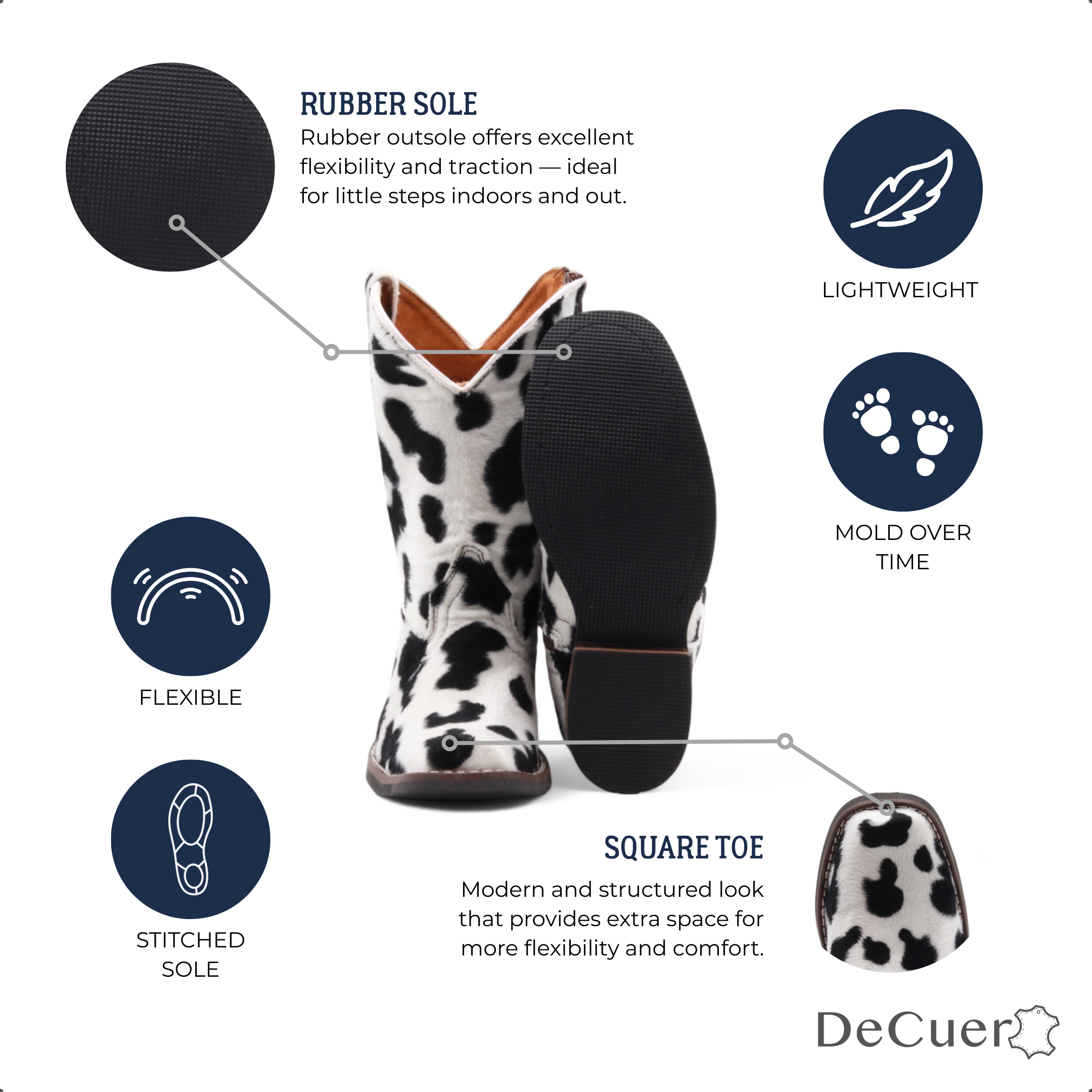 Beau Juniors Cow Print Leather Boots