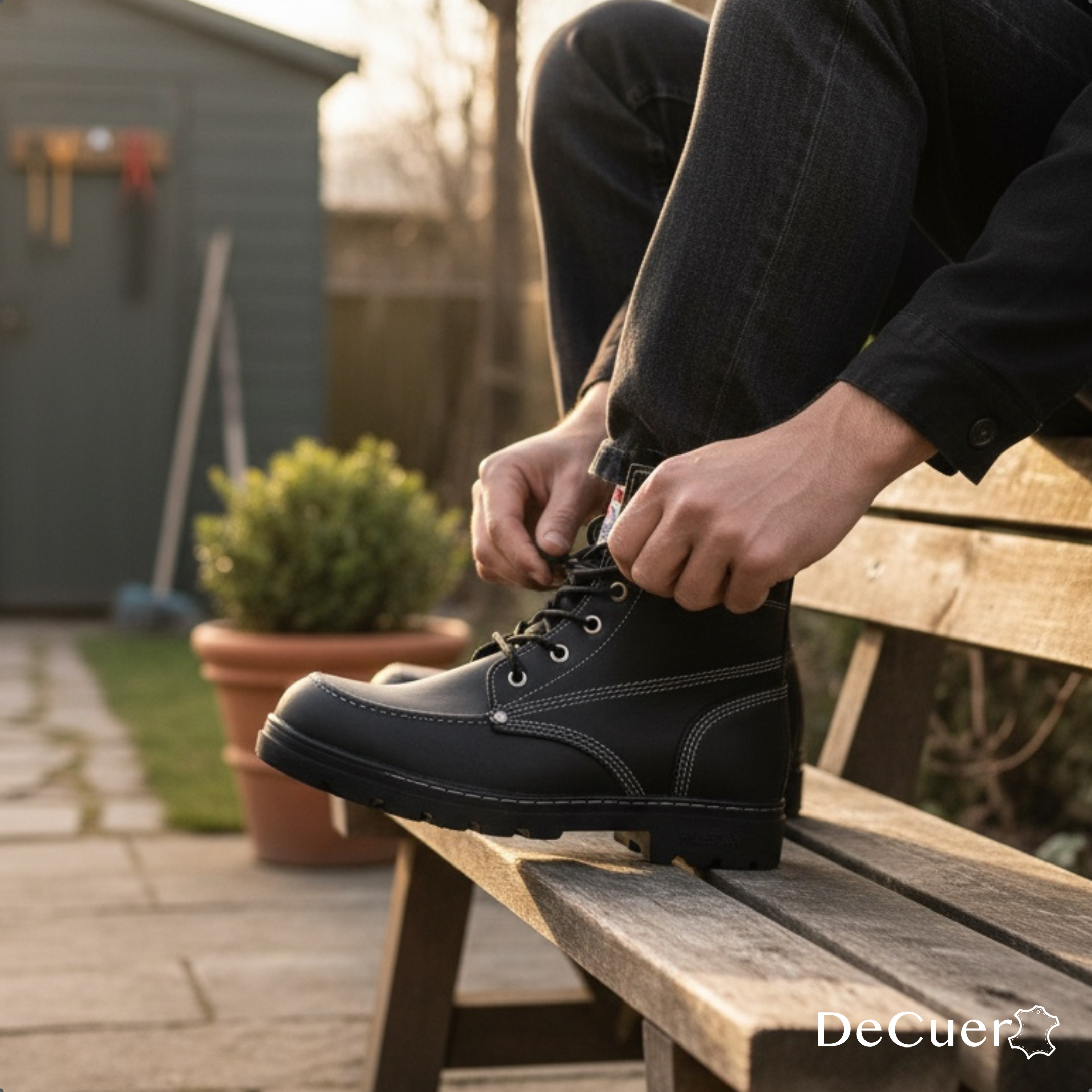 Trooper TR Men's Black Leather Steel Toe Boots