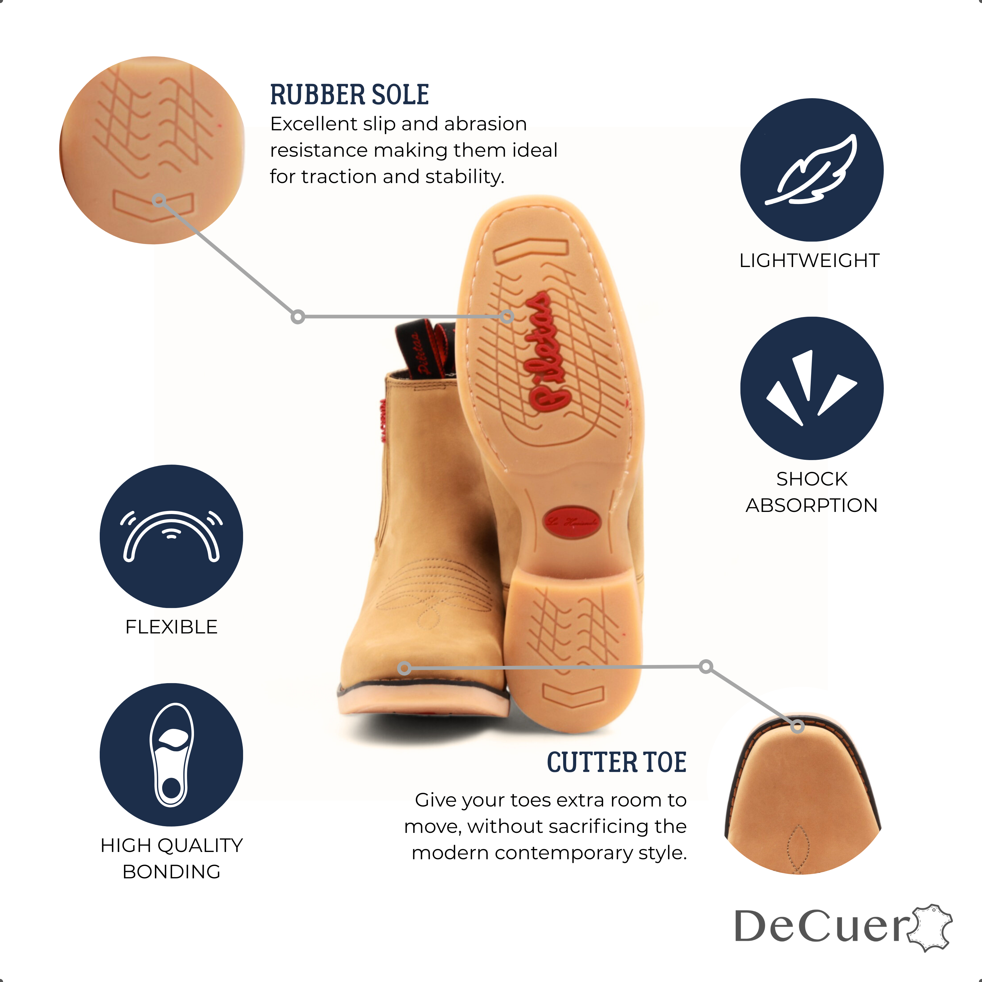 Hacienda Men's Camel Leather Short Boots