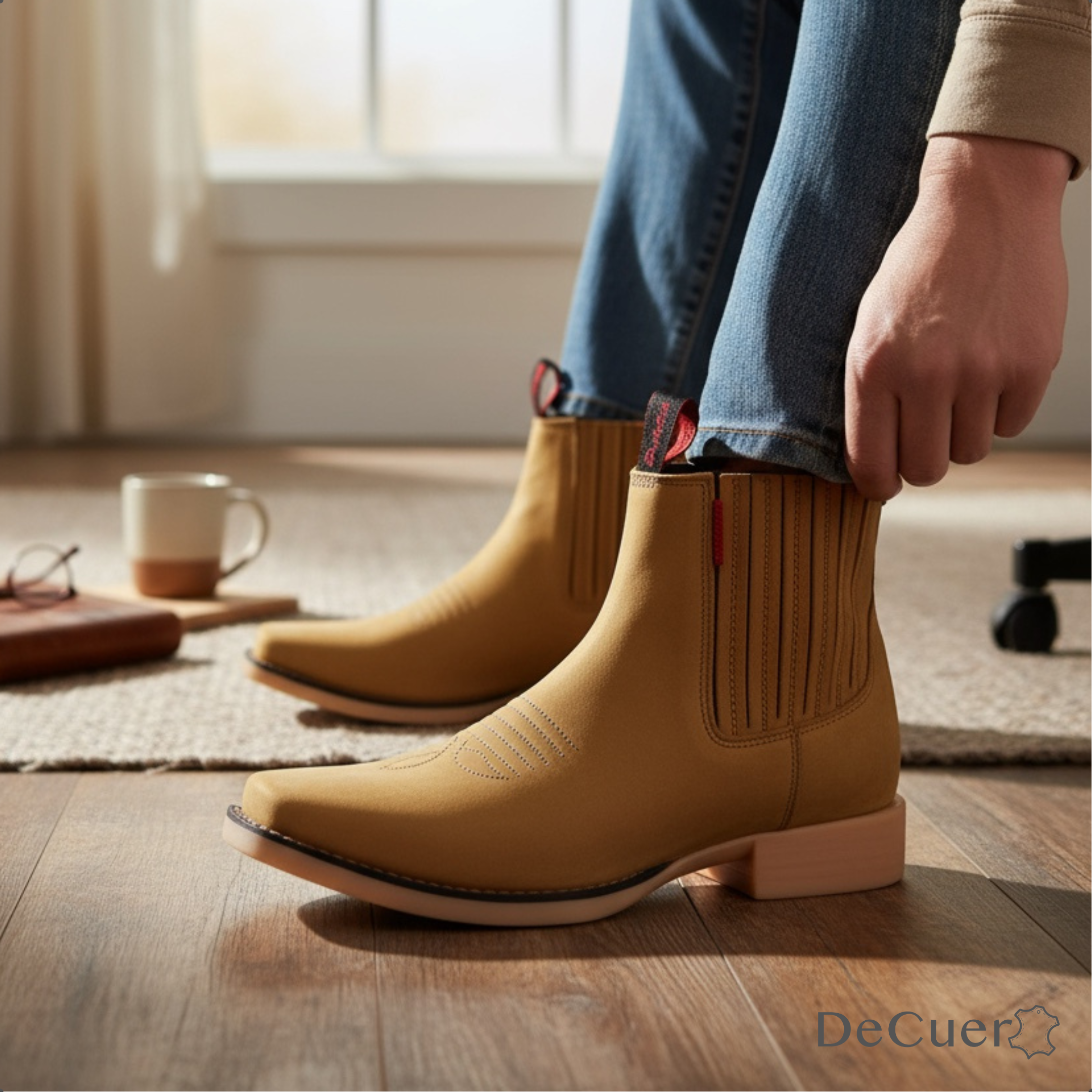 Hacienda Men's Ocher Leather Short Boots