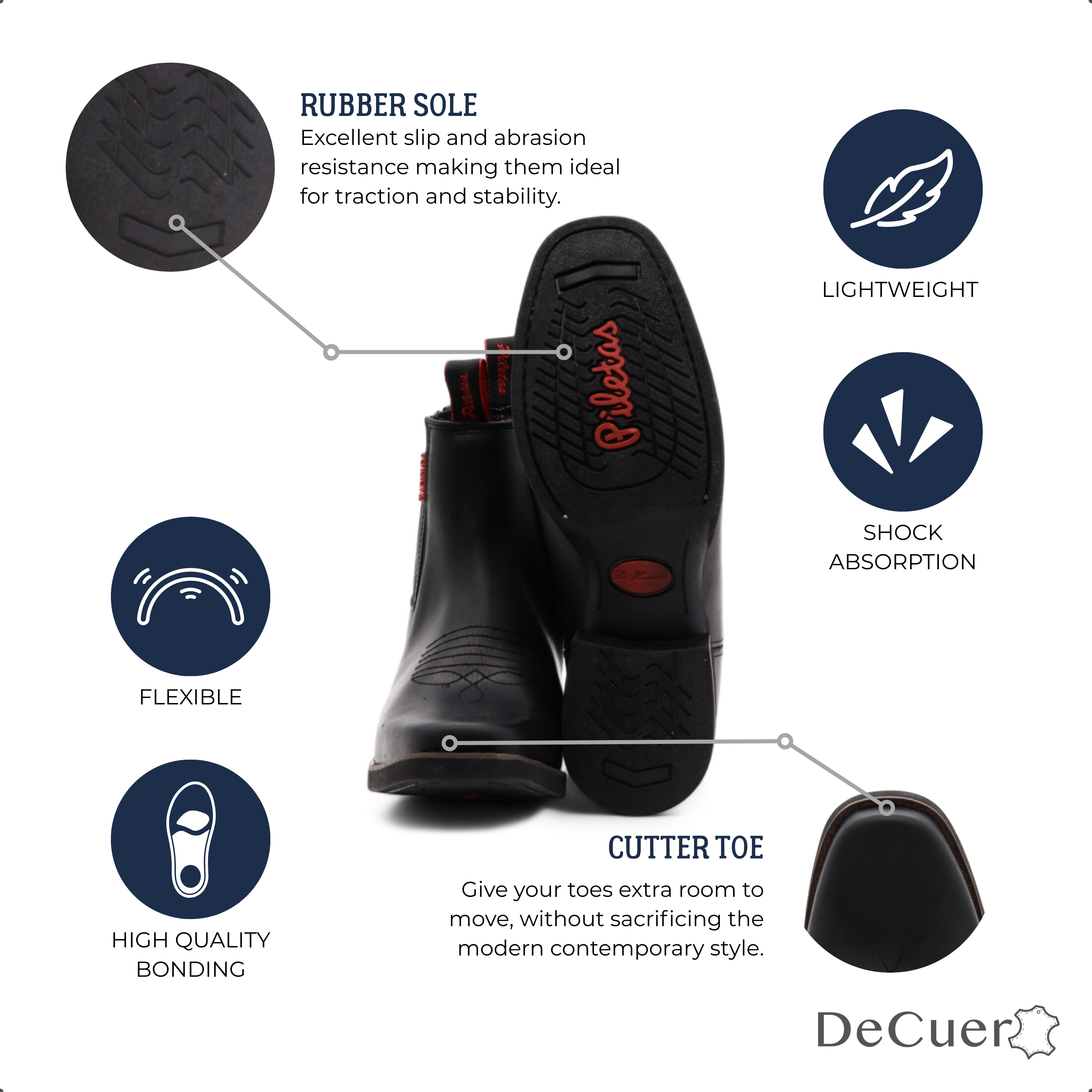 Hacienda Men's Black Leather Short Boots