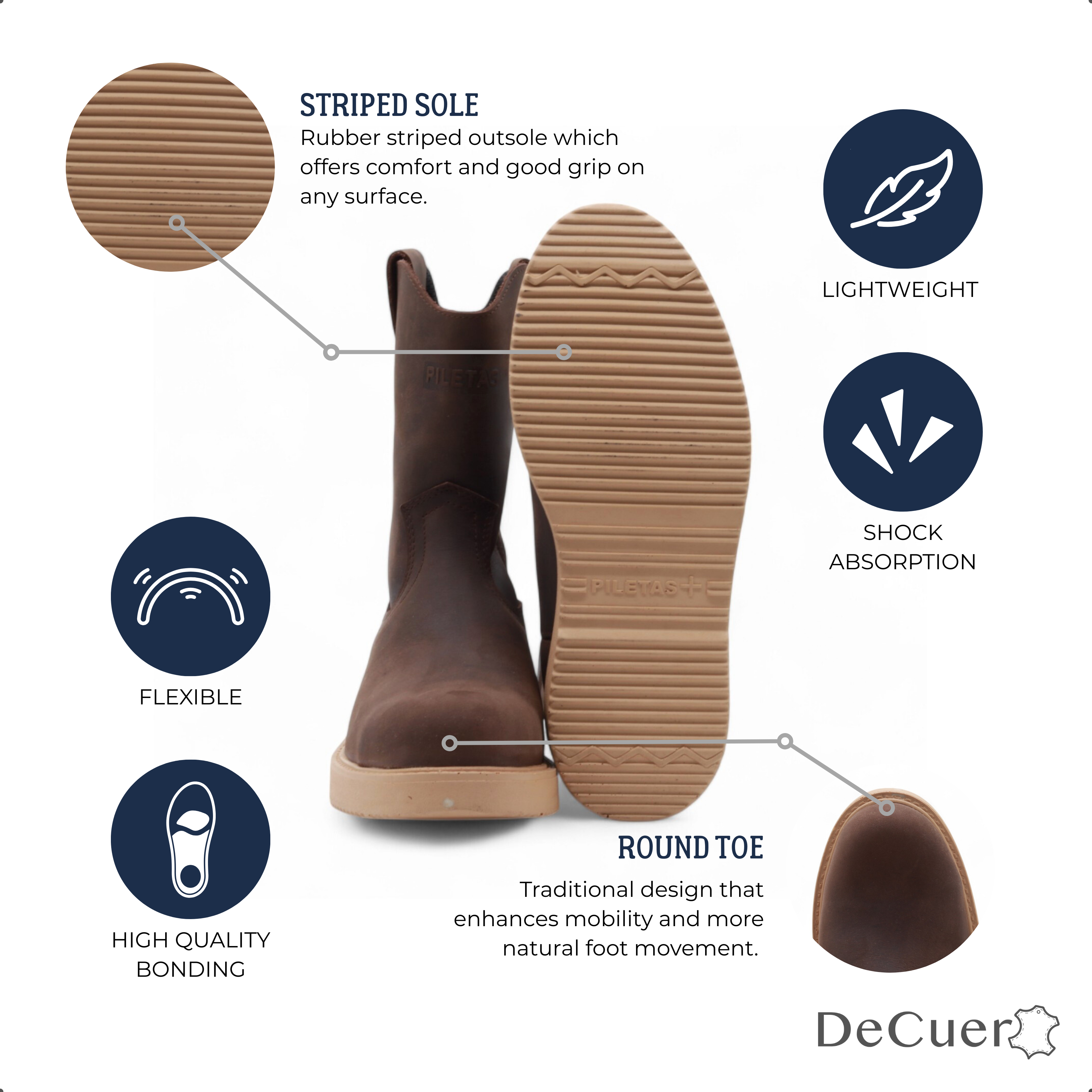 Rooper Men's Brown Leather Steel Toe Boots