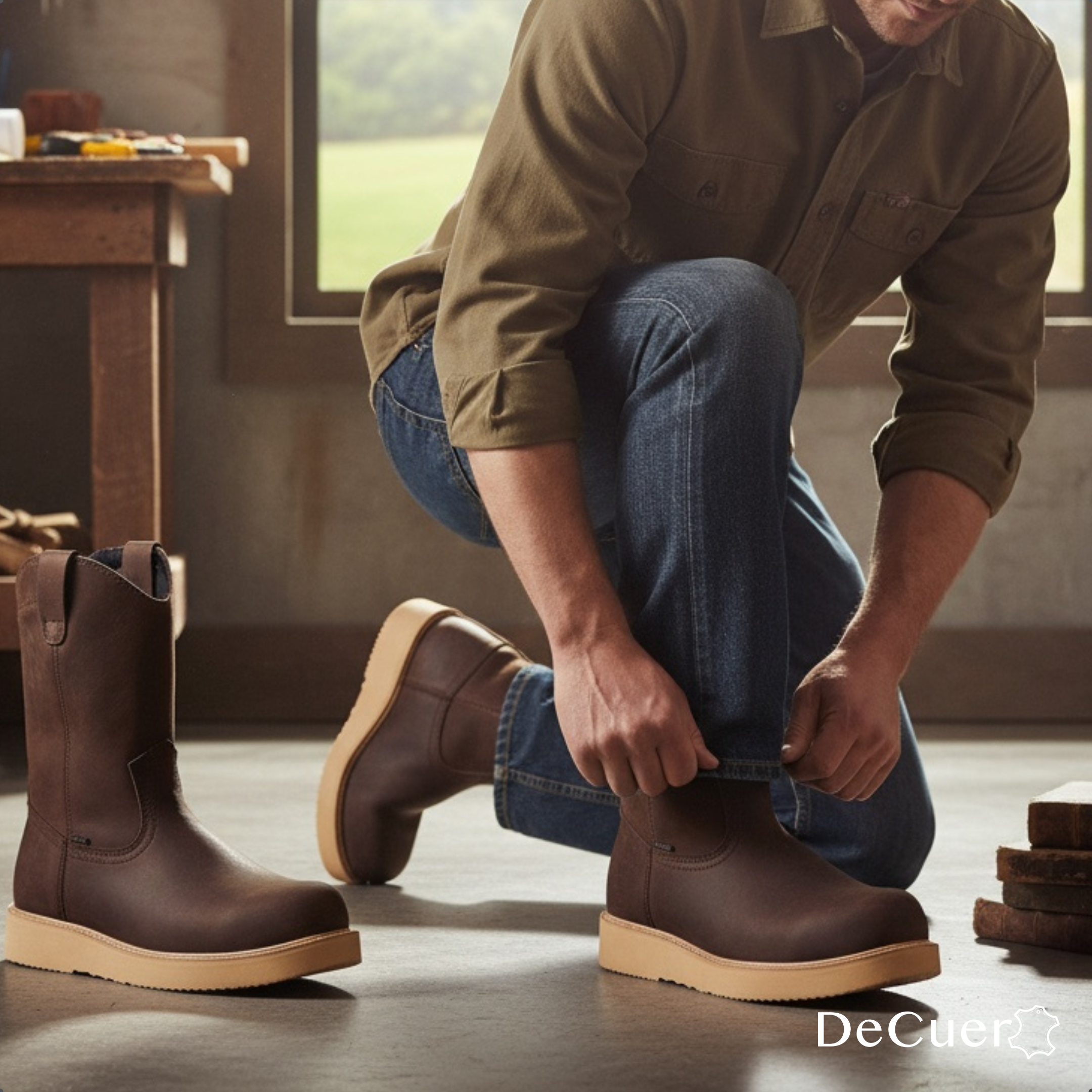 Rooper Men's Brown Leather Steel Toe Boots