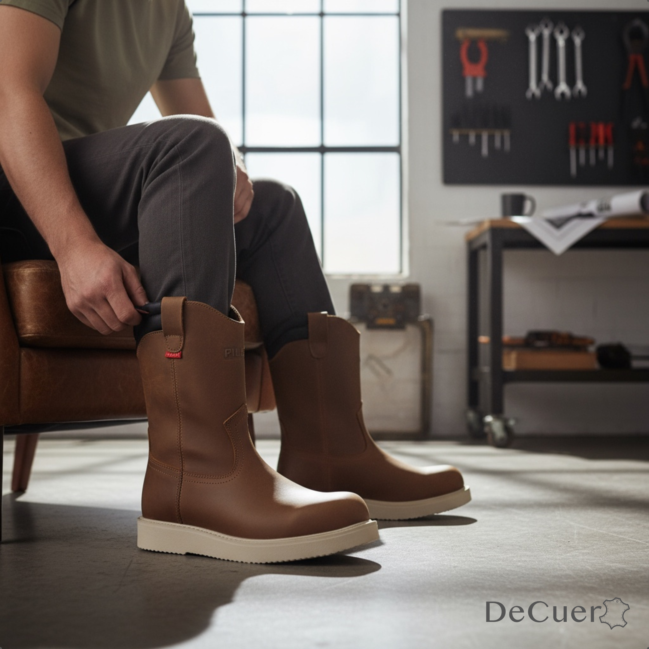 Rooper Men's Ocher Leather Steel Toe Boots