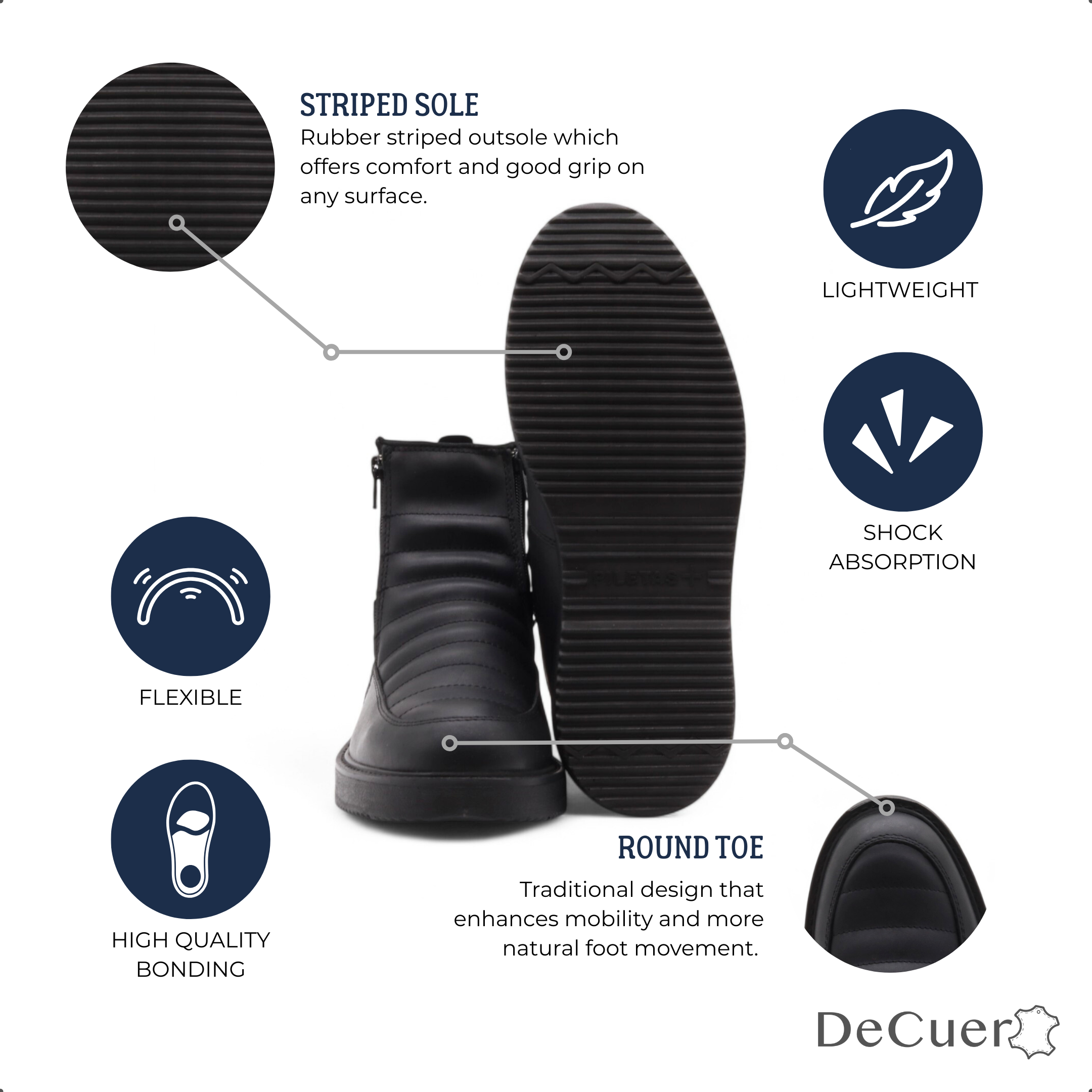 Nube Men's Black Leather Short Boots