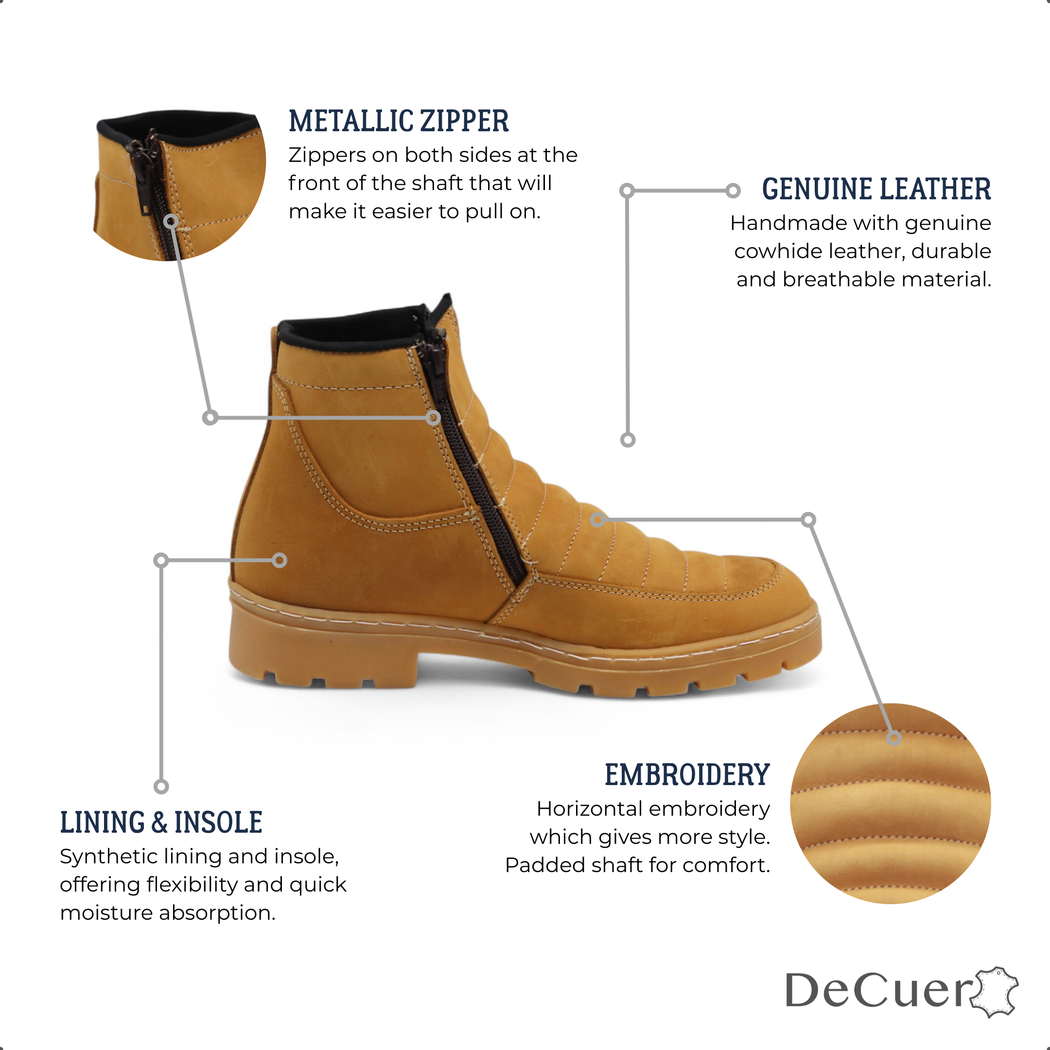 Nube TR Men's Camel Leather Short Boots