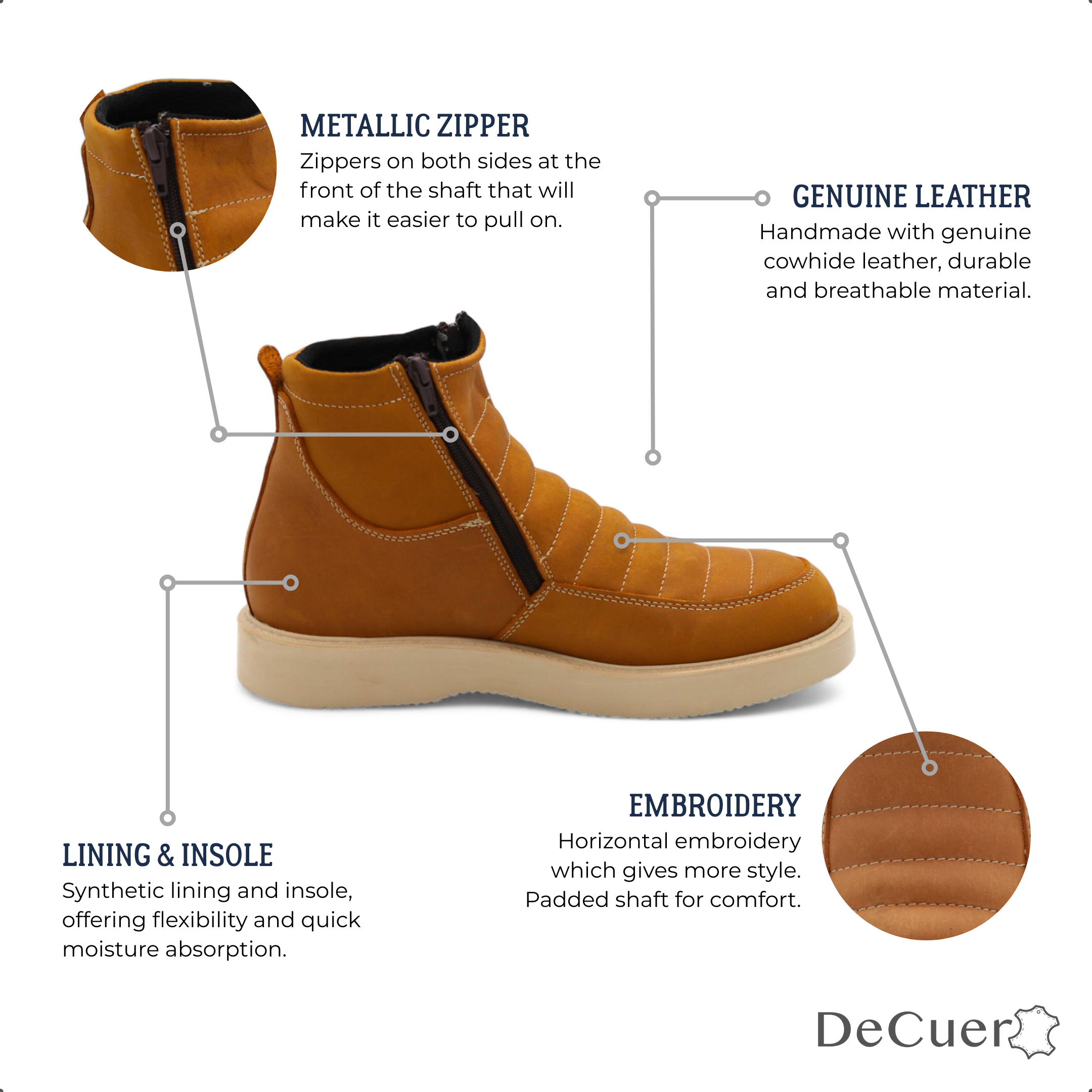 Nube Men's Camel Leather Short Boots