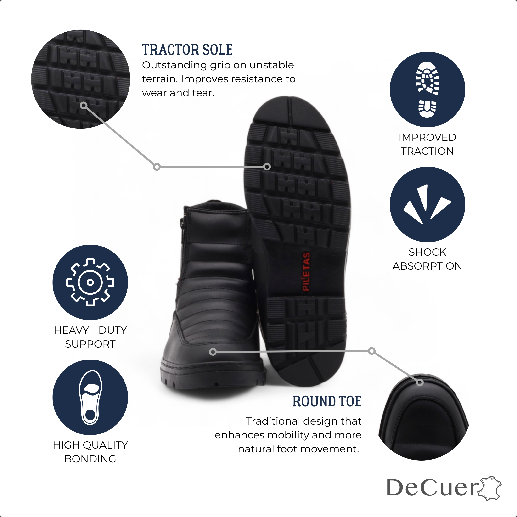 Nube TR Men's Black Leather Short Boots