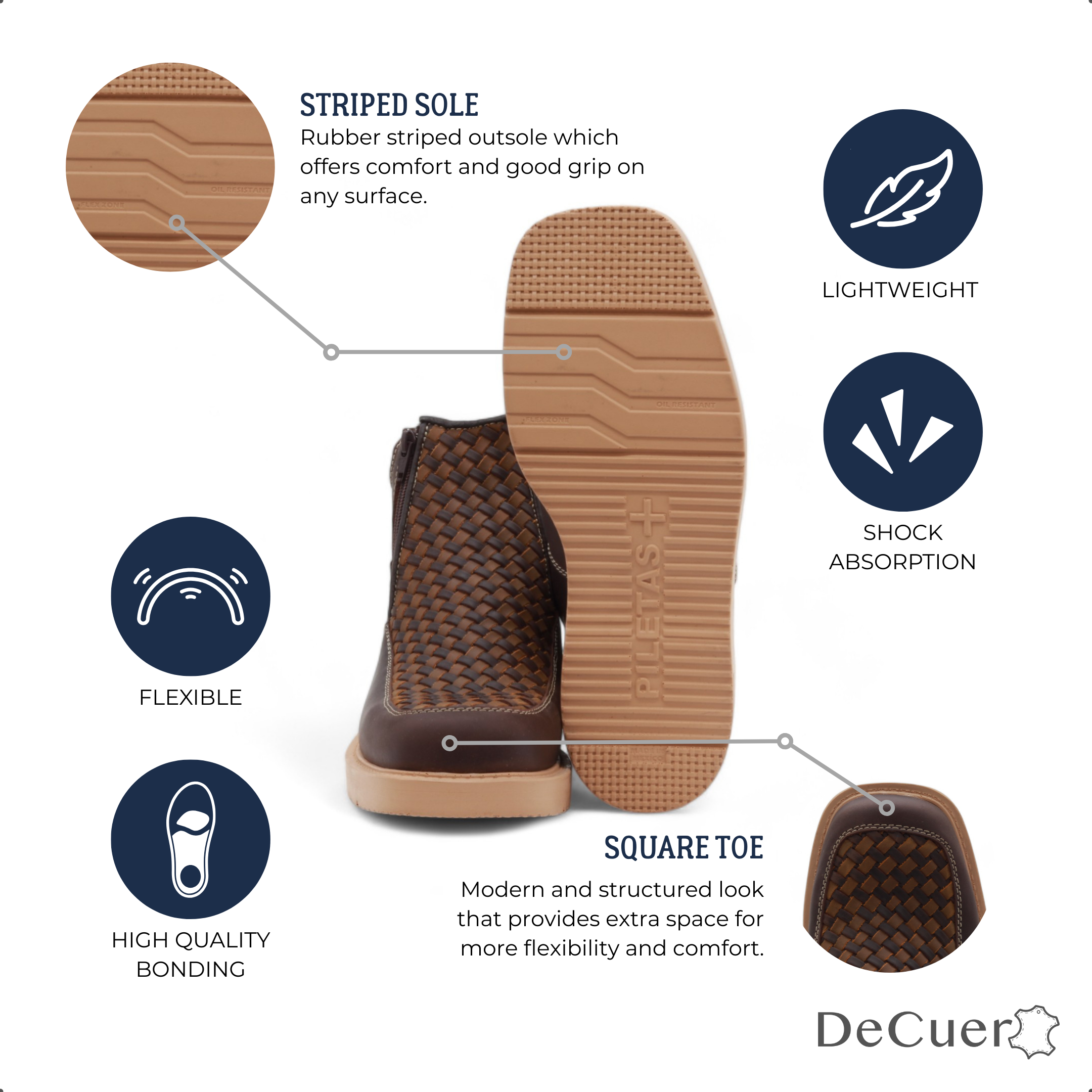 Tejido Men's Brown Leather Short Boots