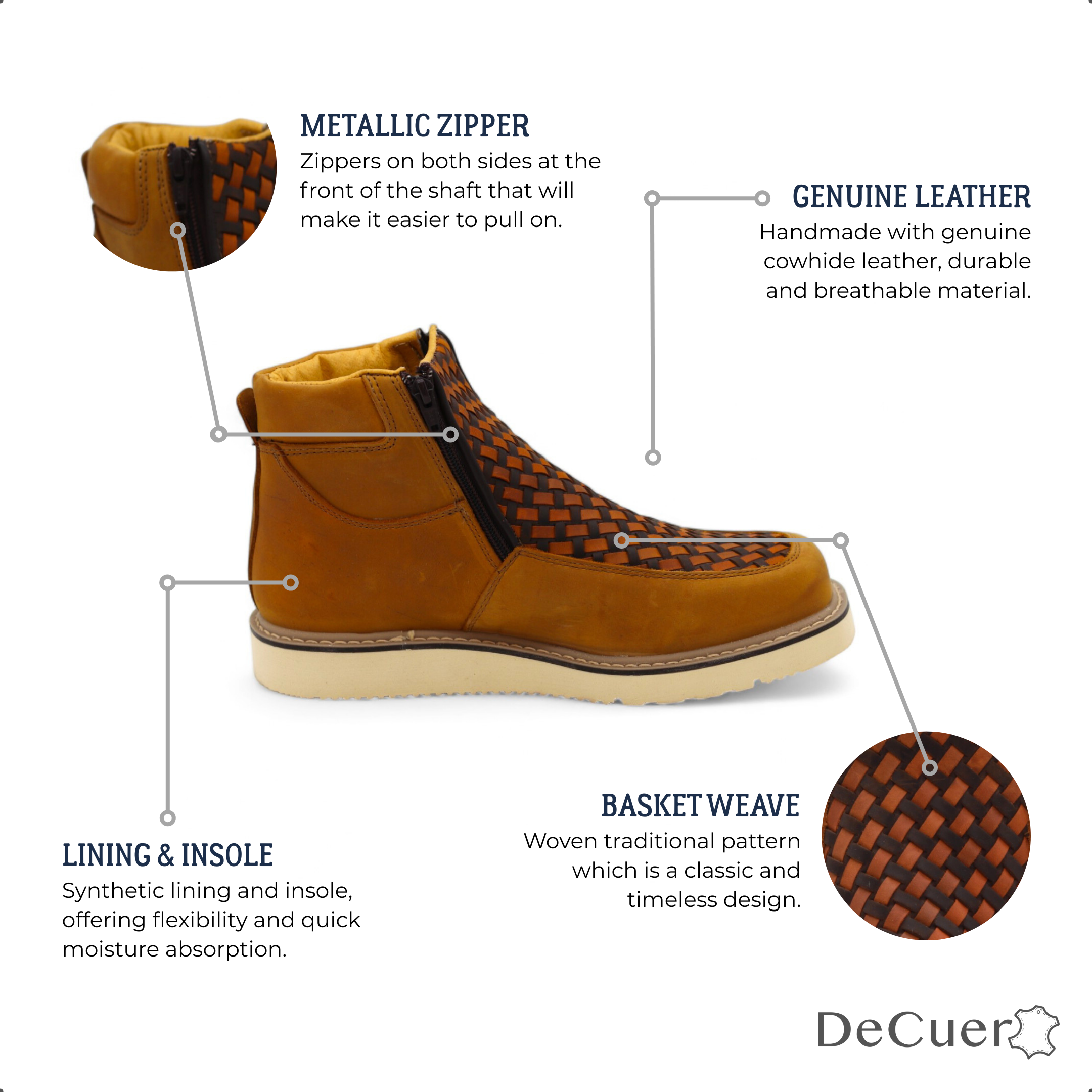 Tejido Men's Camel Leather Short Boots