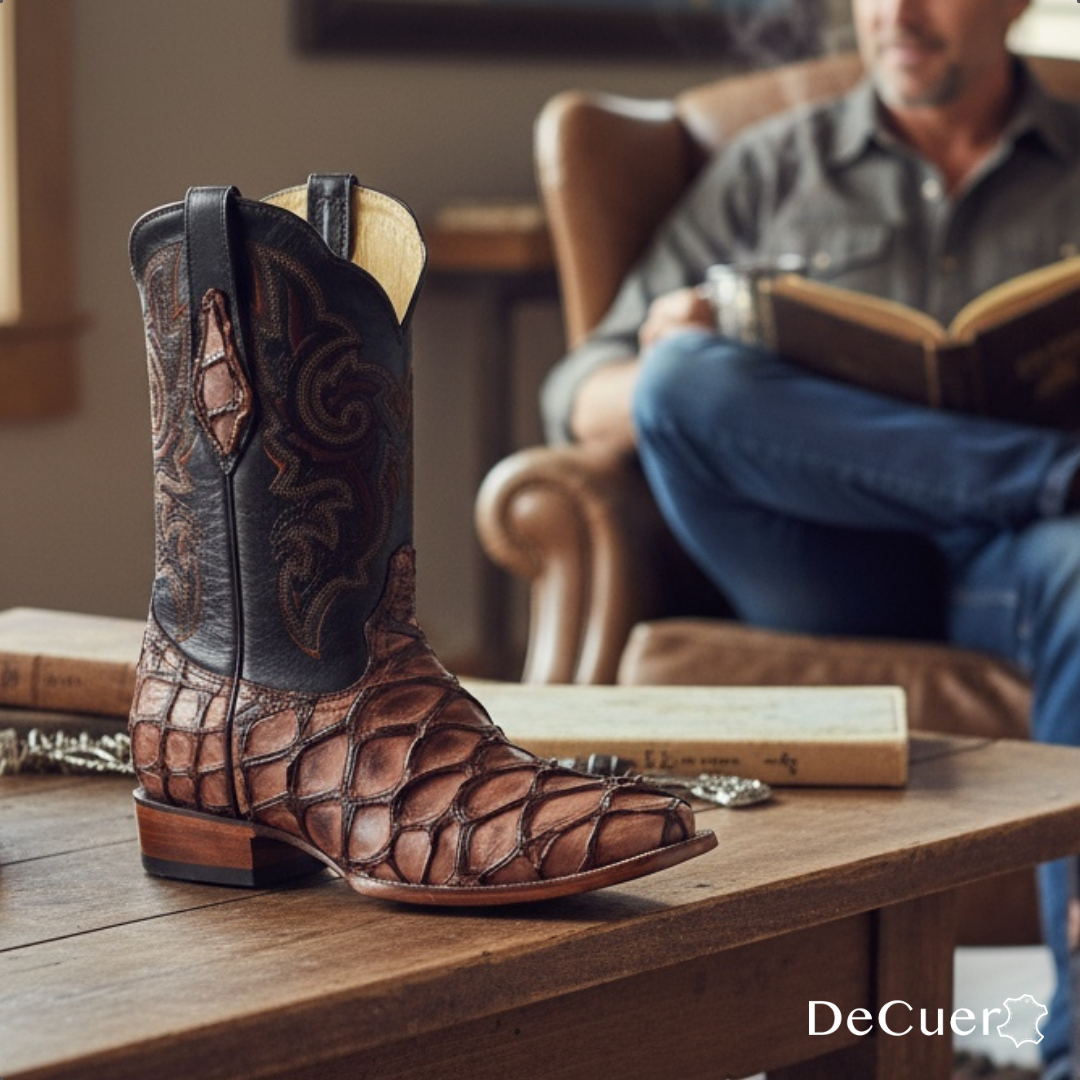 Orson Men's Brown Pirarucu Exotic Leather Boots