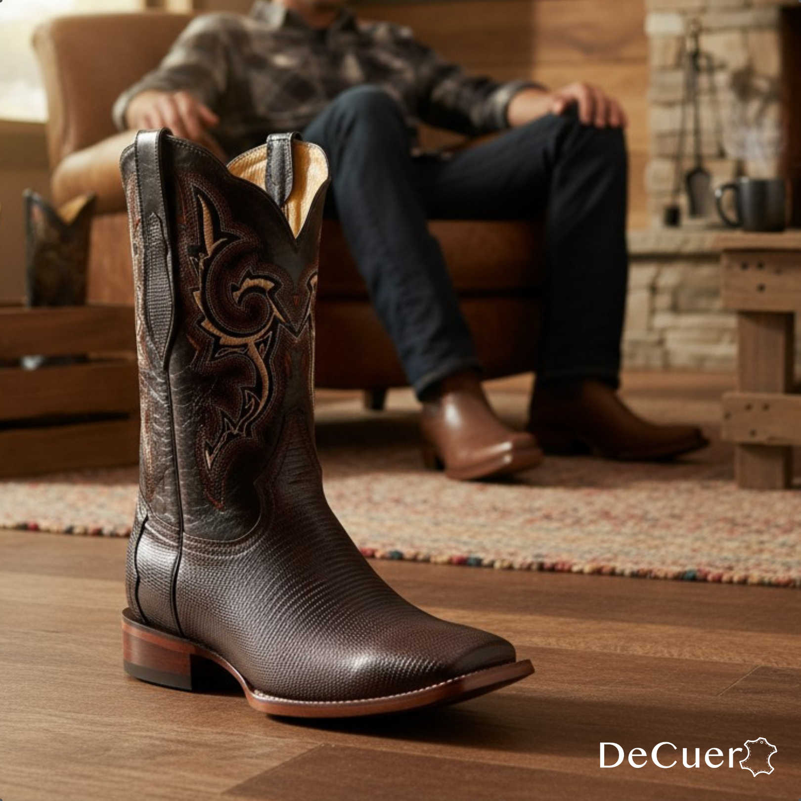 Malik Men's Brown Lizard Exotic Leather Boots