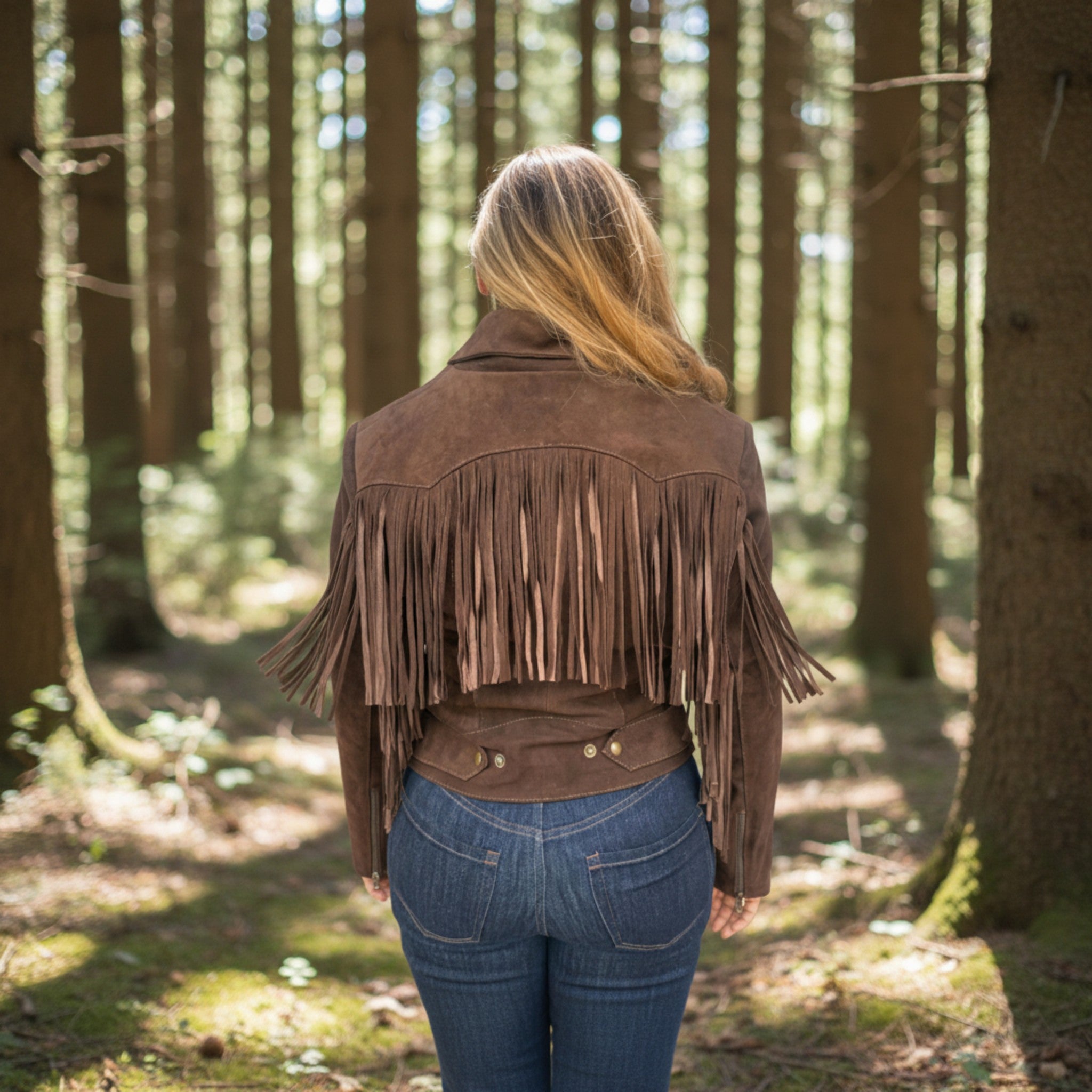 Giulia Women's Brown Leather Jacket with Fringes