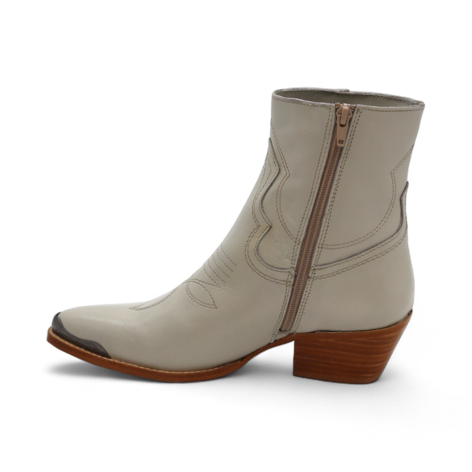 Oeste Women's White Leather Short Boots