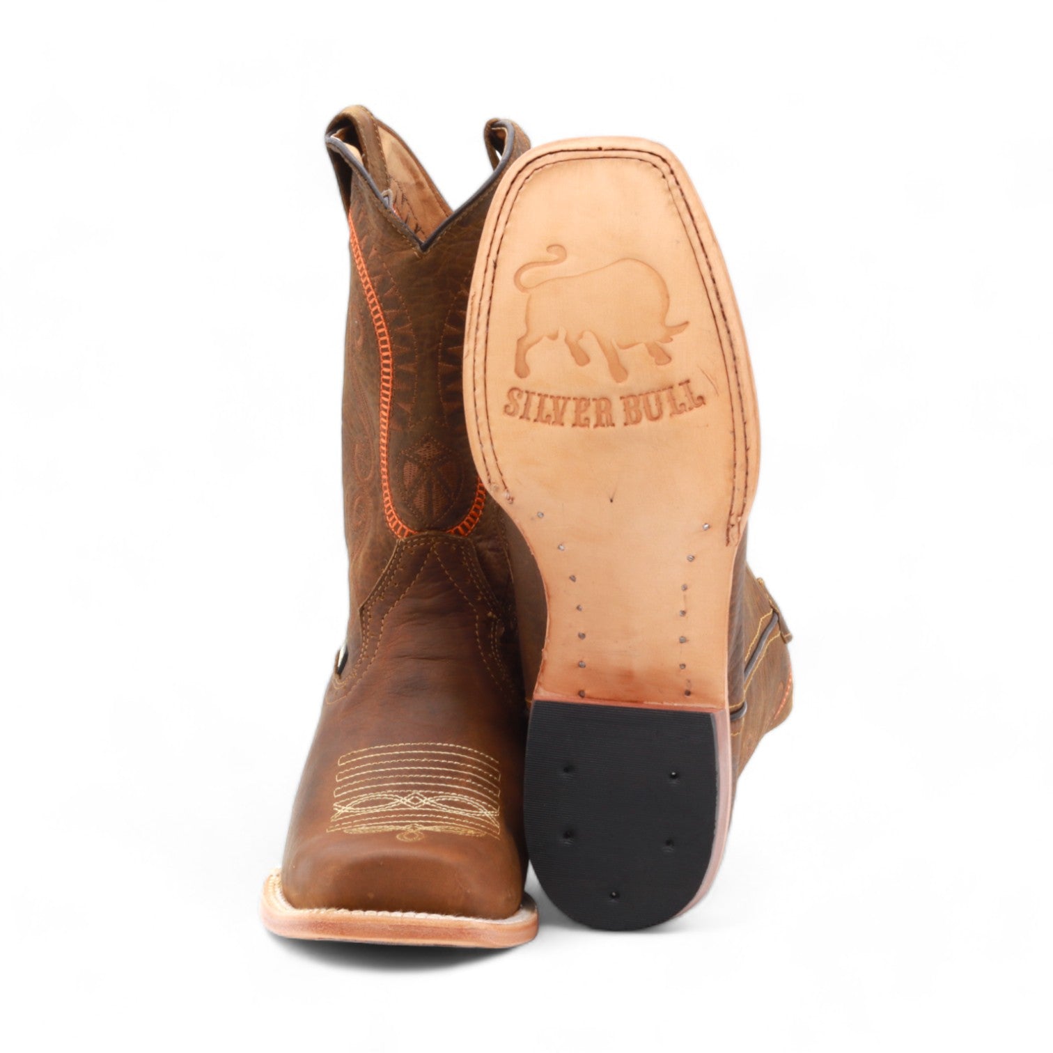 Houston Men's Elephant Print Brown Leather Boots