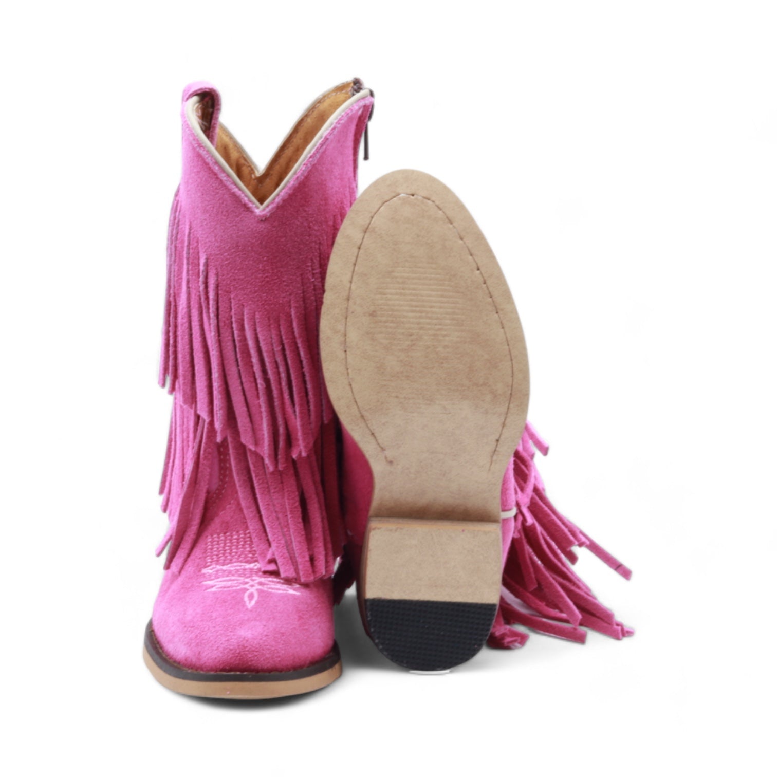 Ella Kids Pink Suede Leather Boots