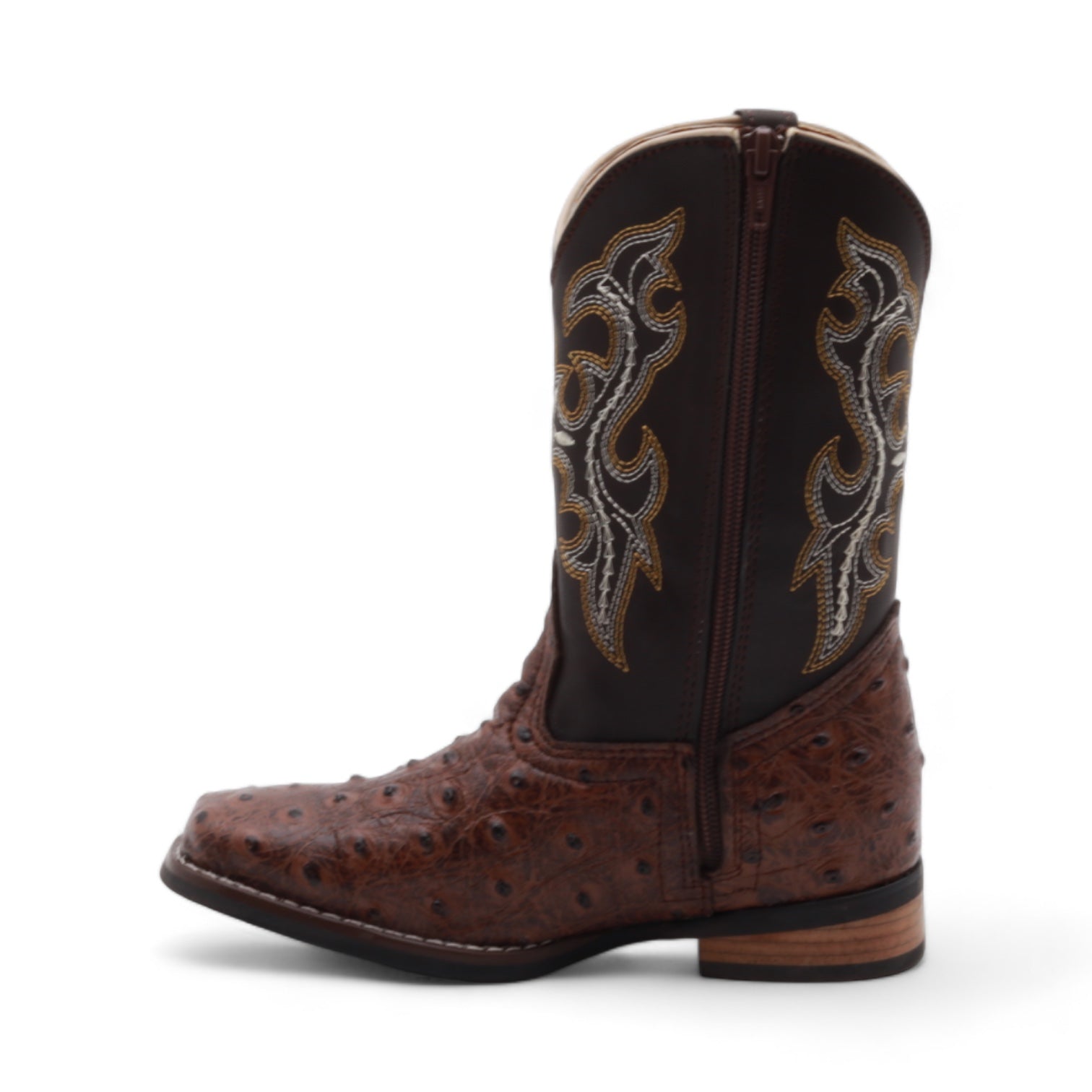 Cedric Juniors Shedron Ostrich Print Leather Boots