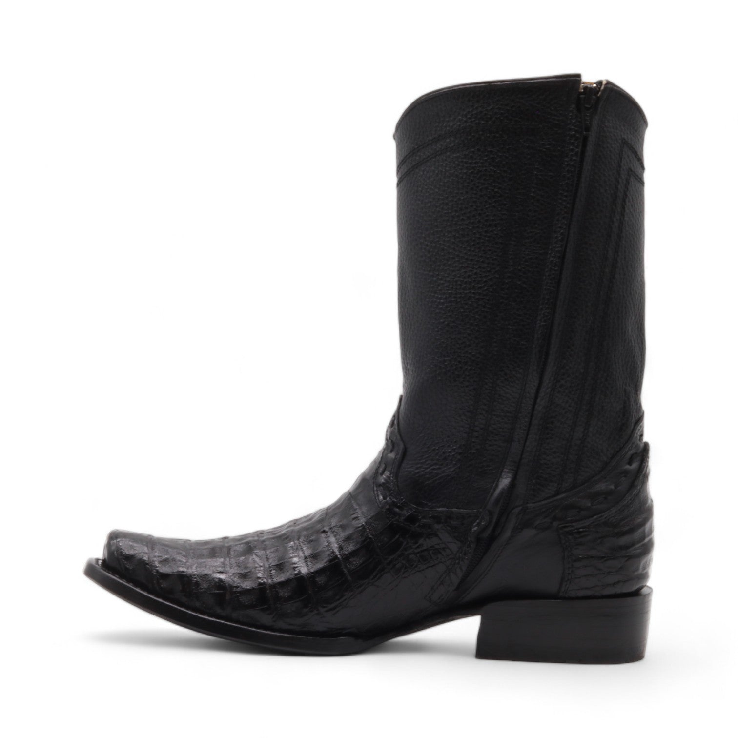 Aleron Men's Black Croc Belly Exotic Leather Boots