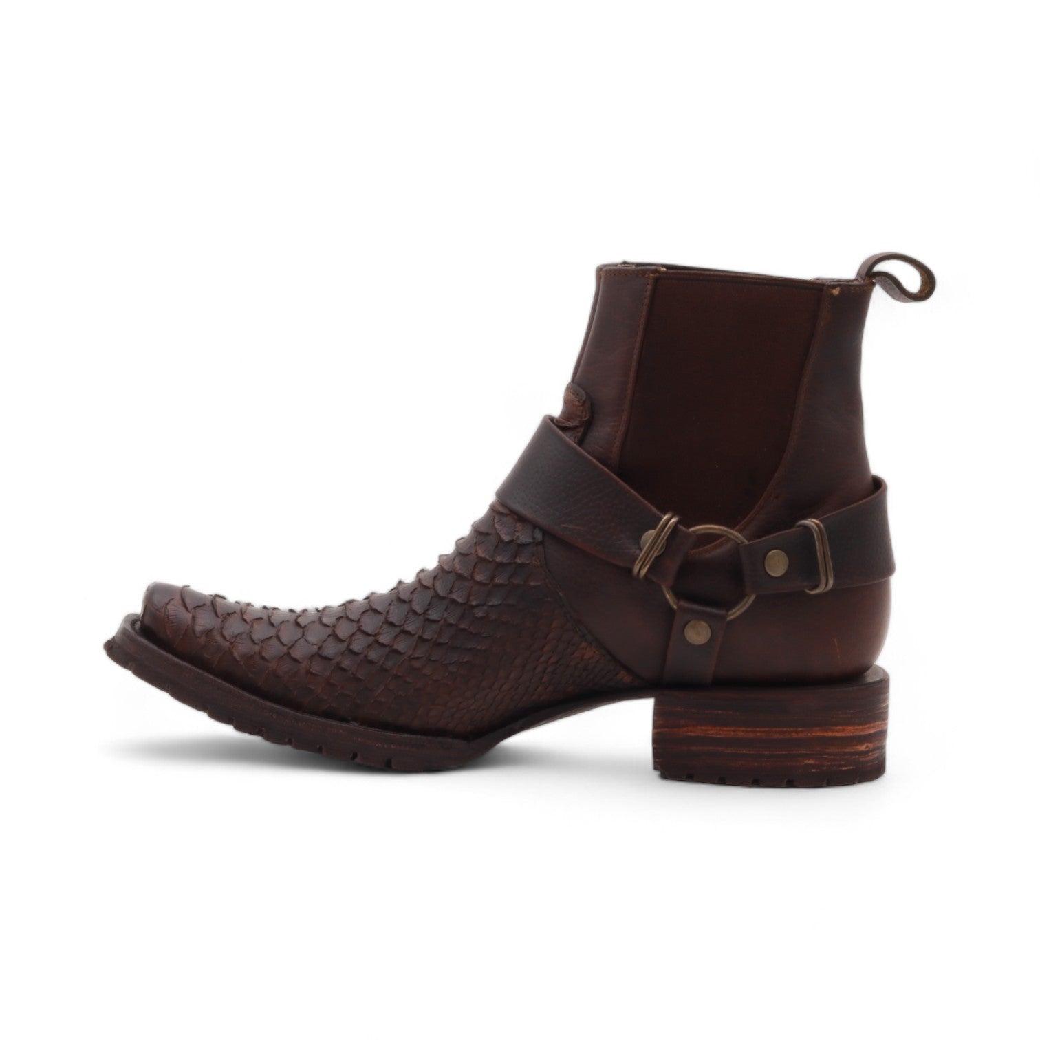 Taro Men's Brown Python Exotic Leather Boots