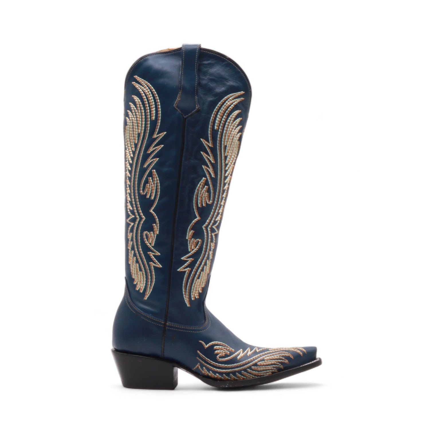 Napalina Women's Navy Blue Leather Boots
