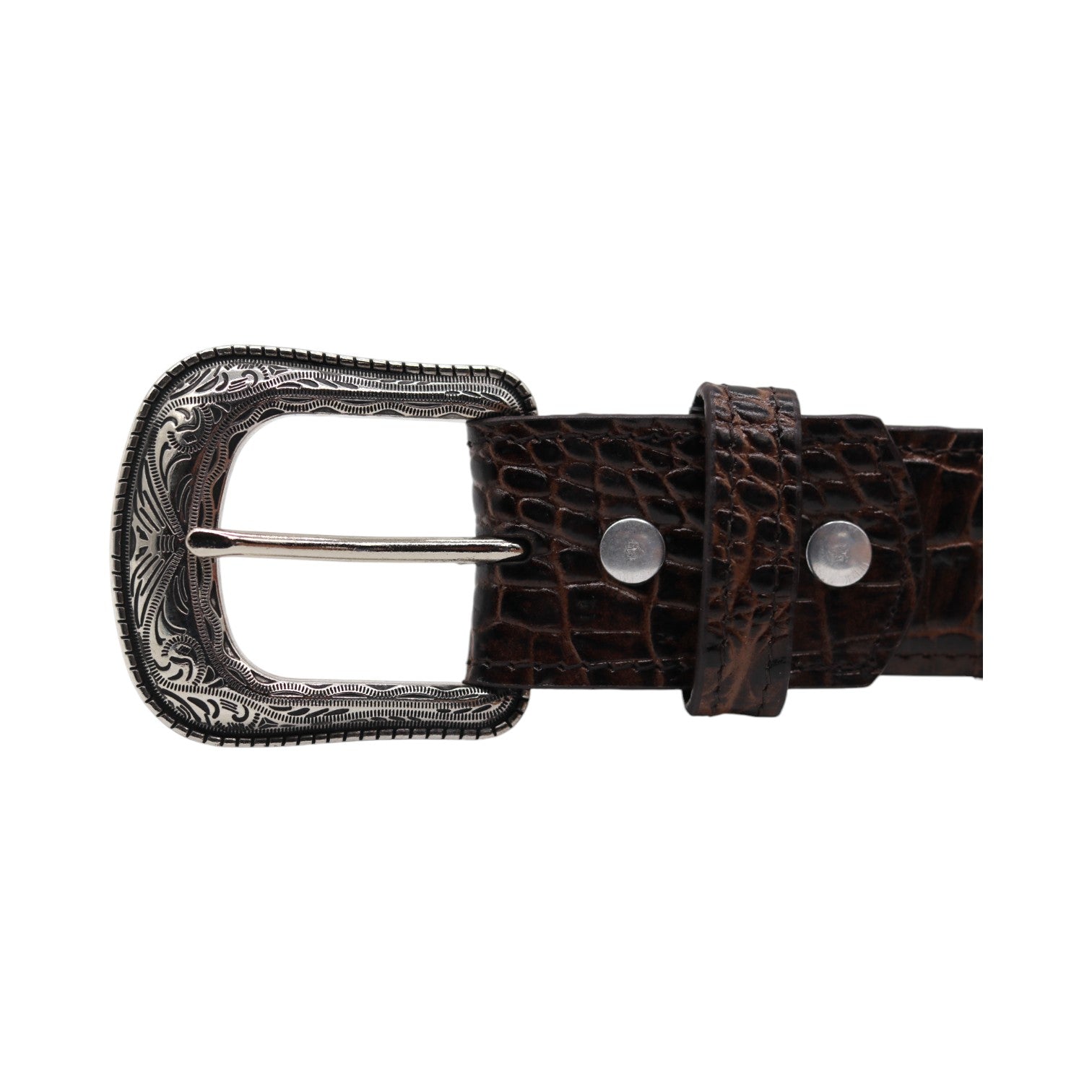Illinois Brown Crocodile Print Leather Belt