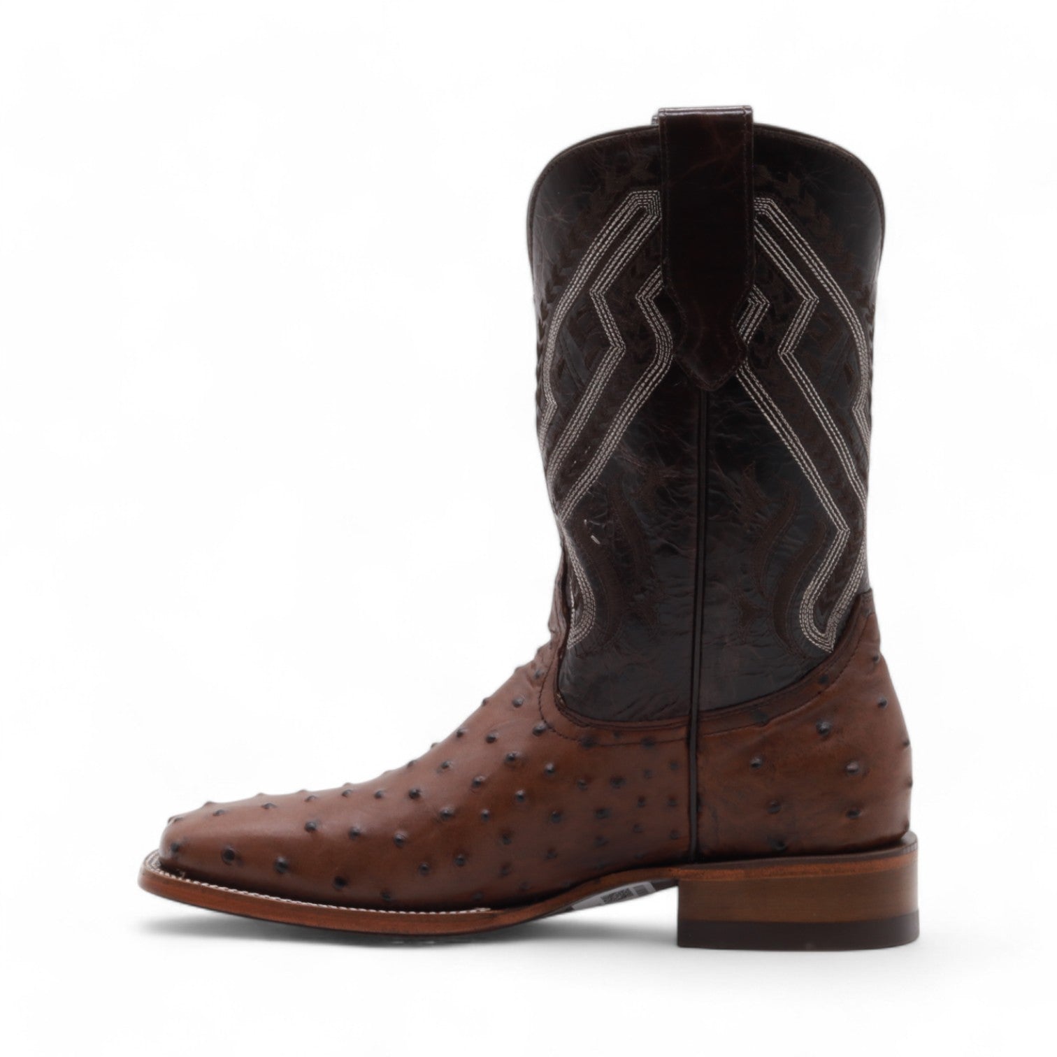 Vermont Men's Brown Ostrich Print Leather Boots