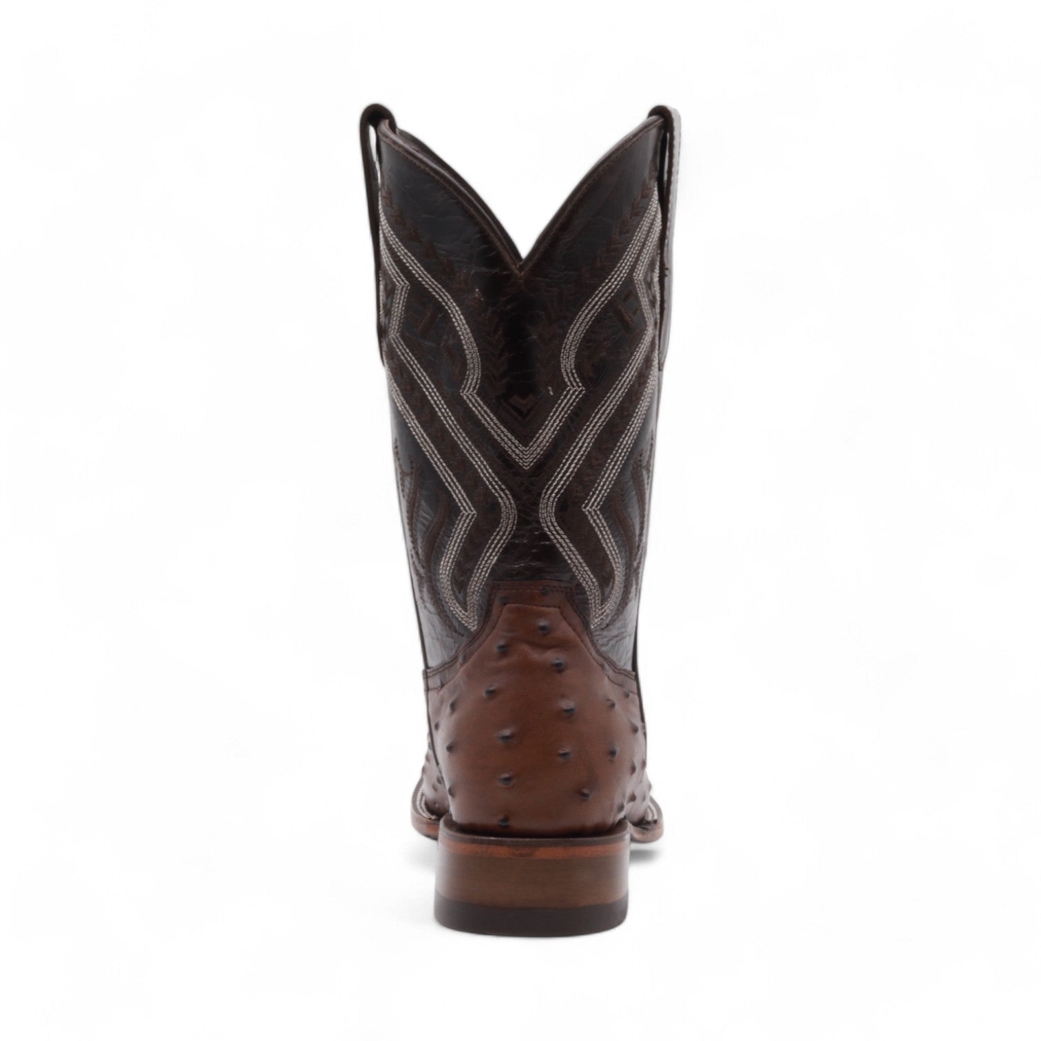 Vermont Men's Brown Ostrich Print Leather Boots