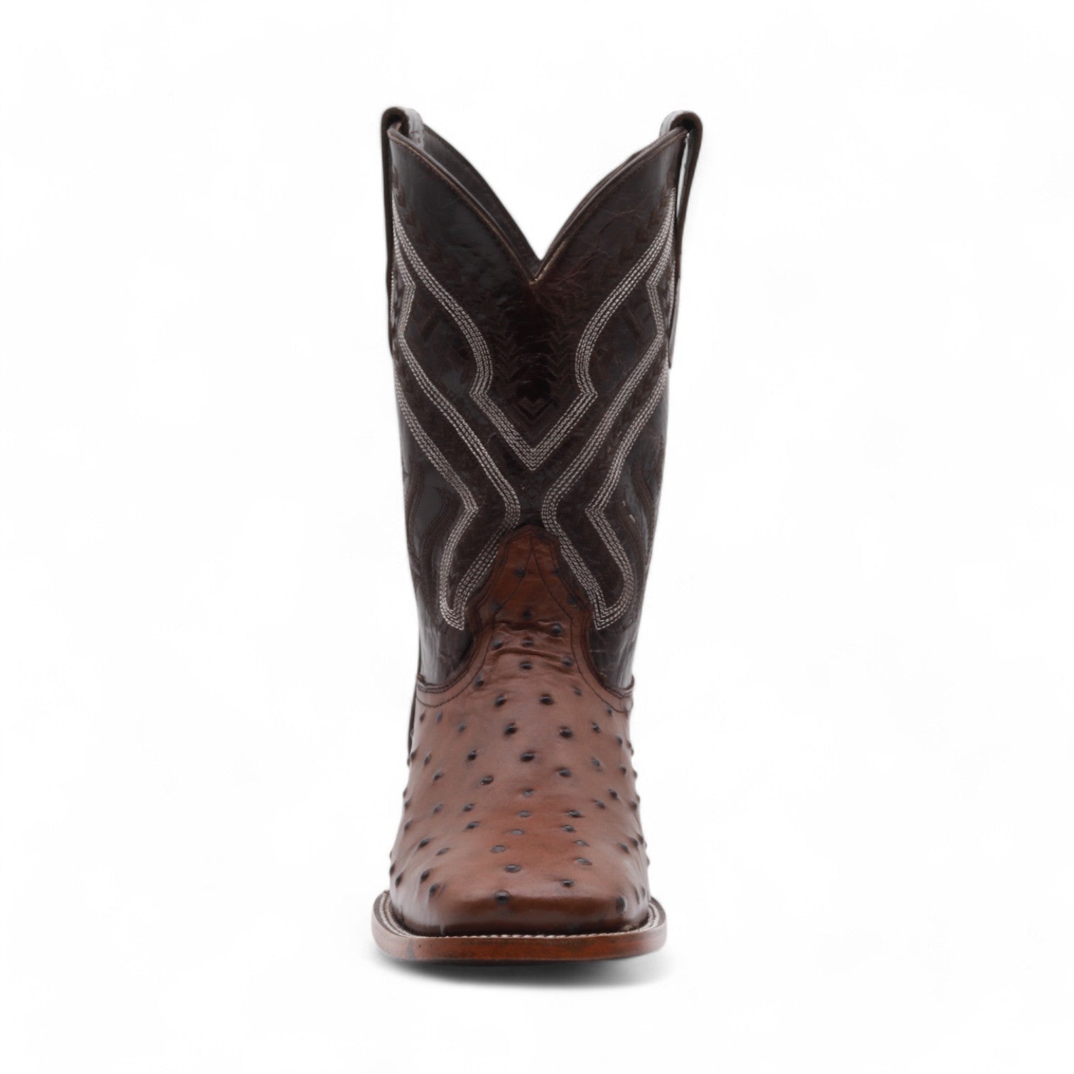 Vermont Men's Brown Ostrich Print Leather Boots